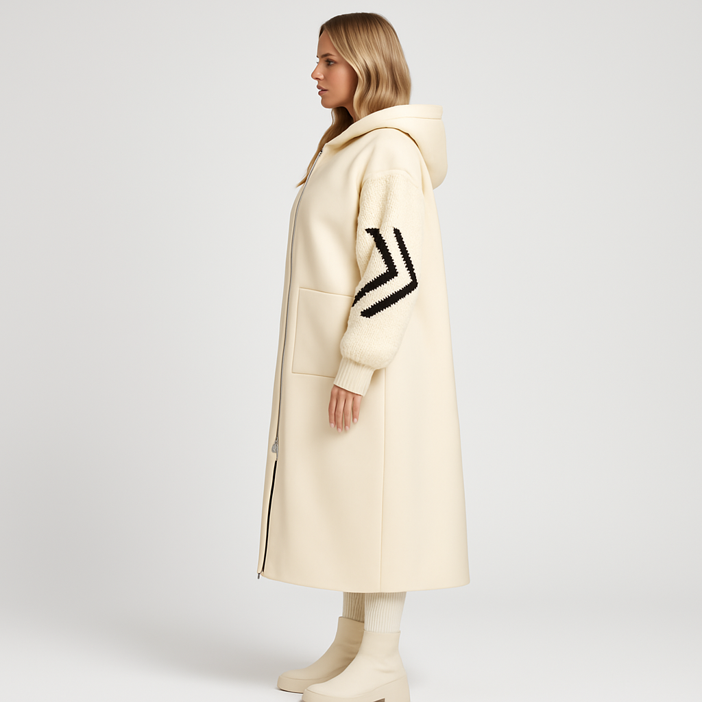 Alice™ | Women’s Coat with Knitted Sleeves and Hood