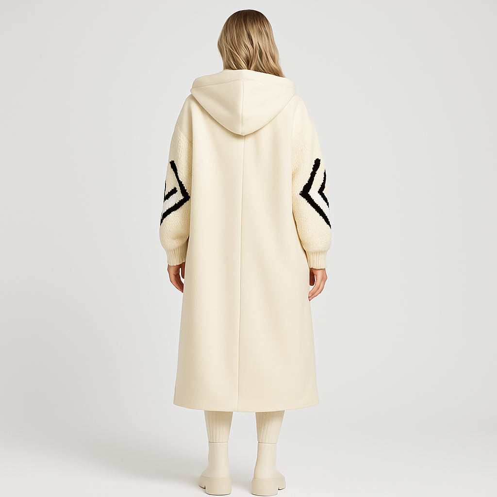 Alice™ | Women’s Coat with Knitted Sleeves and Hood