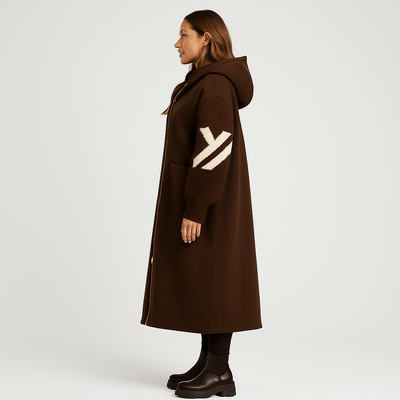 Alice™ | Women’s Coat with Knitted Sleeves and Hood