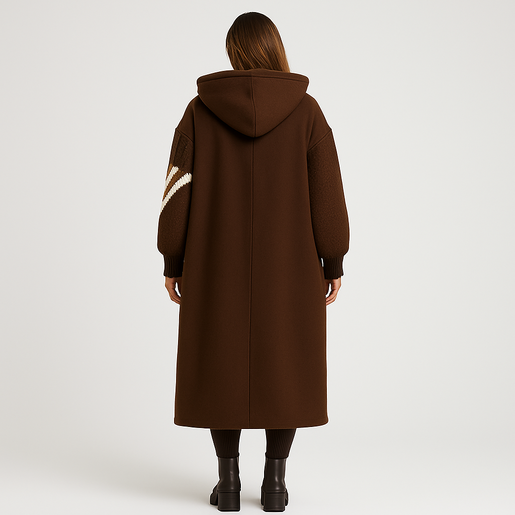 Alice™ | Women’s Coat with Knitted Sleeves and Hood