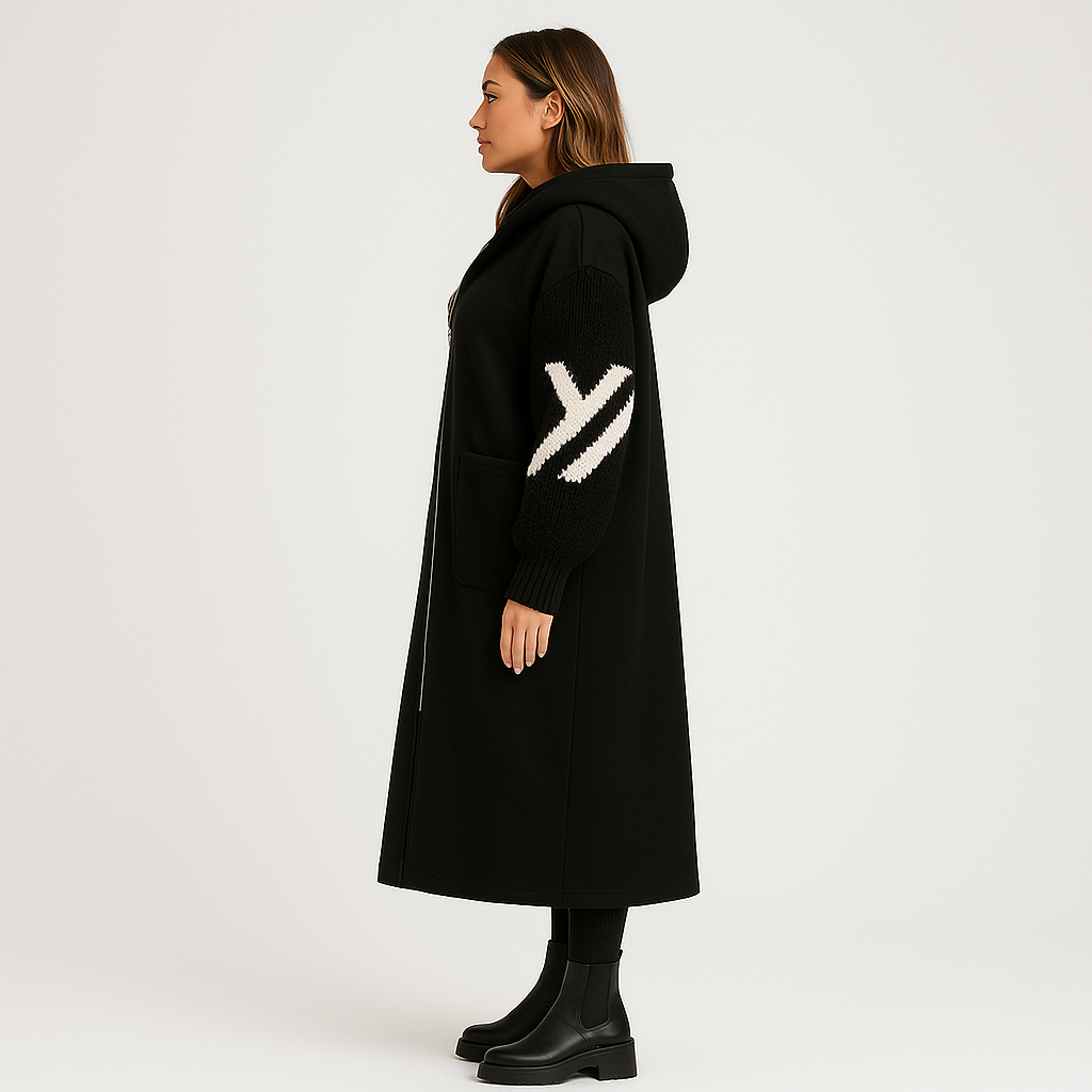 Alice™ | Women’s Coat with Knitted Sleeves and Hood