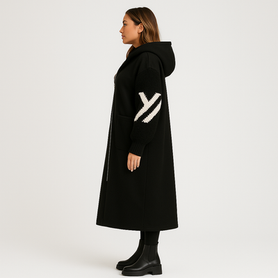 Alice™ | Women’s Coat with Knitted Sleeves and Hood