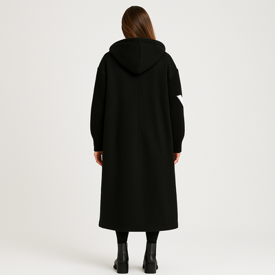 Alice™ | Women’s Coat with Knitted Sleeves and Hood