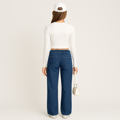 Abigail™ | Striped Low Rise Jeans