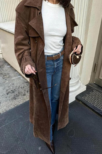 Suede Belted Trench