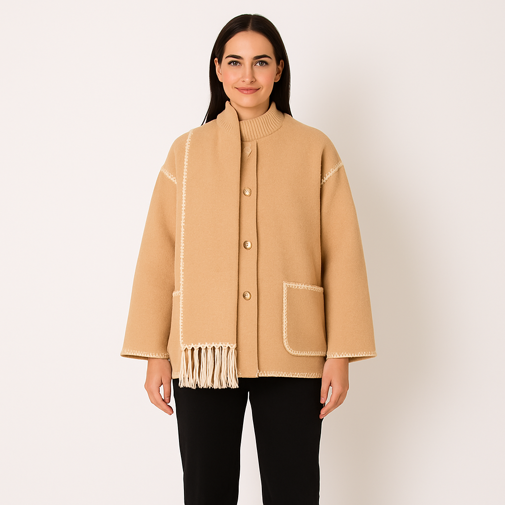Natalie™ | Elegant Women’s Coat with Scarf