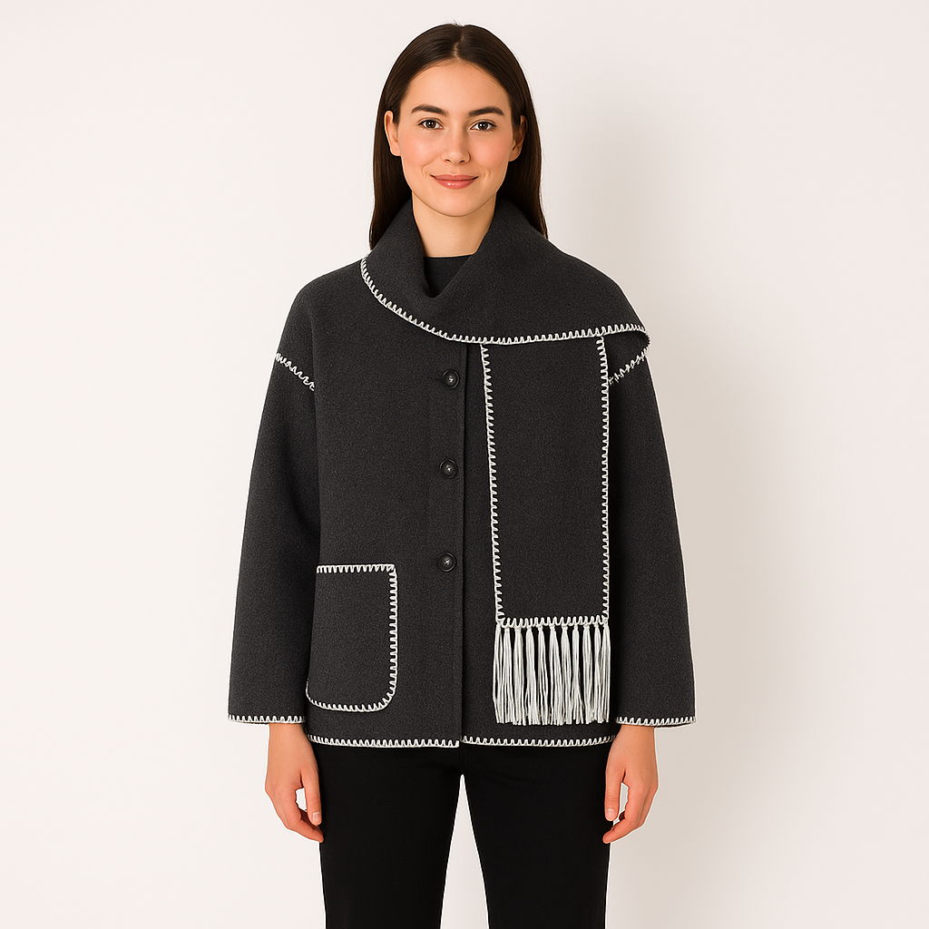 Natalie™ | Elegant Women’s Coat with Scarf