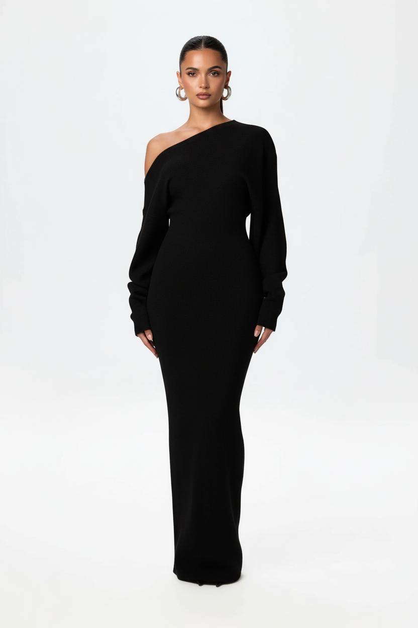 Serena™ Knit | Off-Shoulder Maxi Jurk